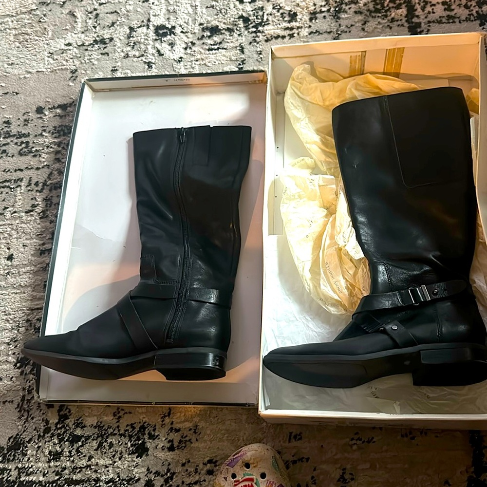 Black leather boots